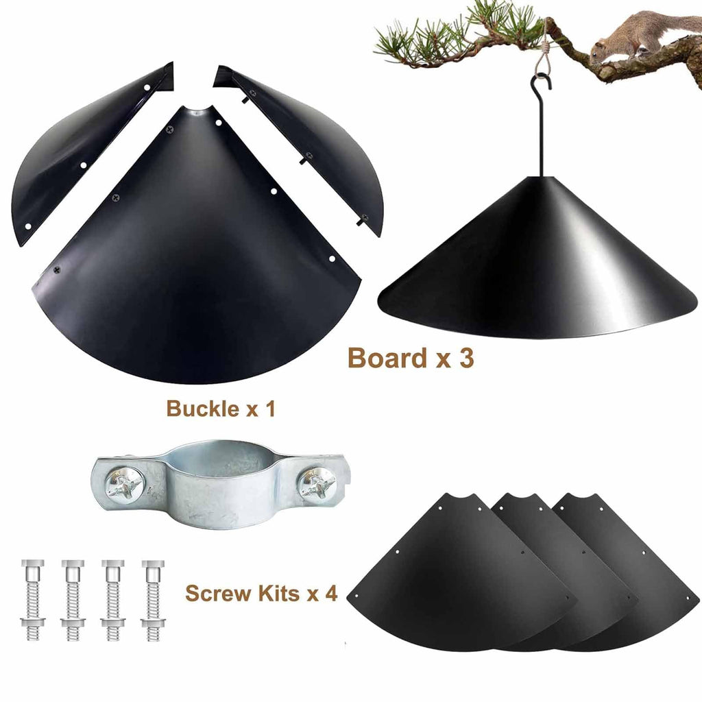 LinamHoz Squirrel Baffle for Bird Feeder Pole, Anti-Squirrel Guard Stopper for Outdoor Bird Feeders Squirrel Proof (Black Pole Style)
