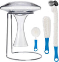 Wine Decanter Drying Stand with Rubber Coated Top to Prevent Scratches, Wine-Decanter Drying Rack for Standard Large Wine Decanters, Decanter Cleaner Includes Cleaning Brush & Decanter Cleaning Beads