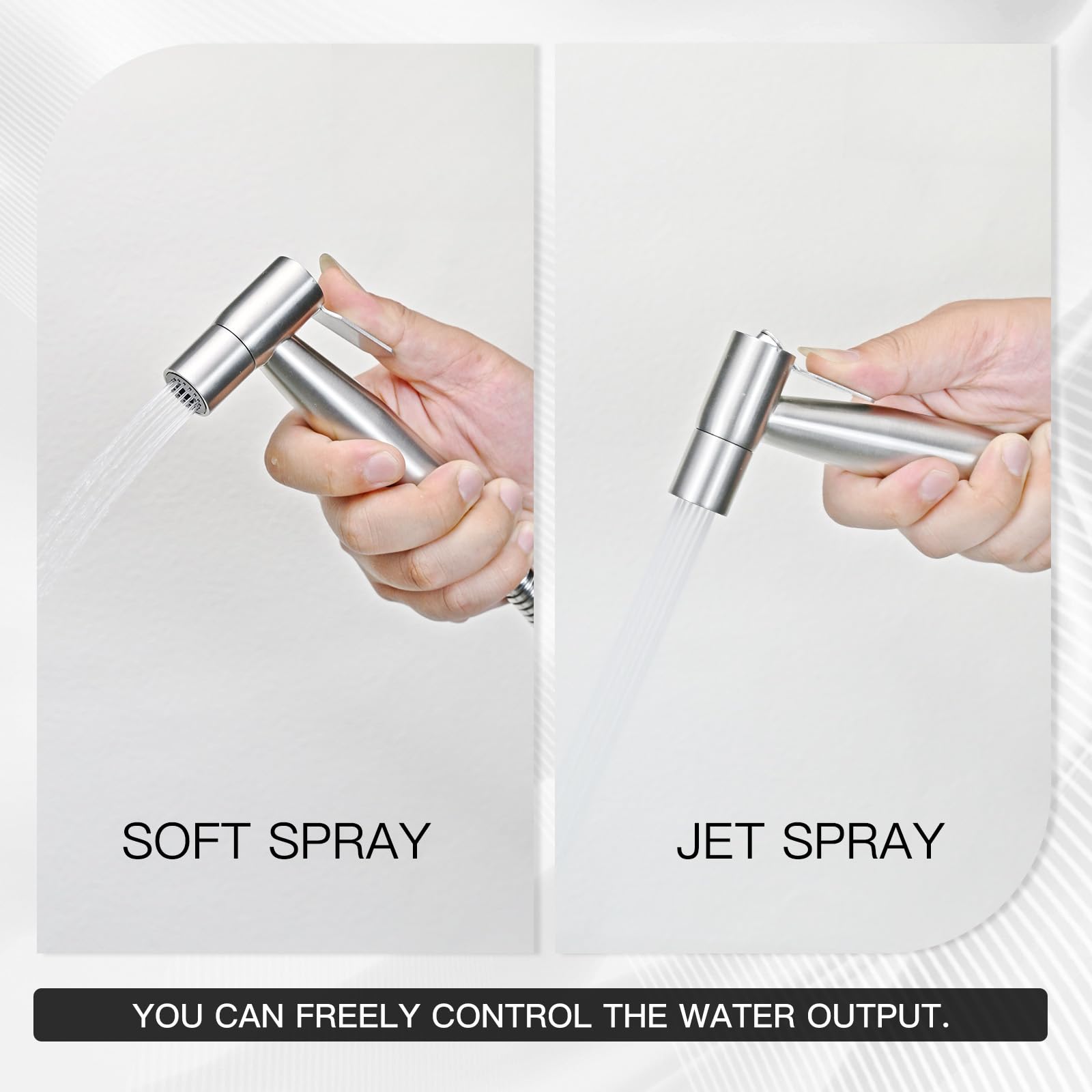 SassyAstra Handheld Bidet Sprayer for Toilet, Adjustable Water Pressure, 47 inch Hose Length (Stainless Steel, 1 Pack)