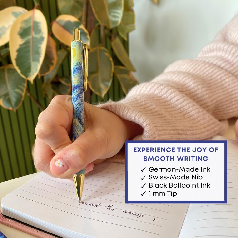 MESMOS Van Gogh Fancy Pen Set for Women, Teacher Appreciation, Thank You Gifts for Women, Nice Cute Boss Lady Gifts for Coworkers, Nice Cute Office Pens for Coworkers