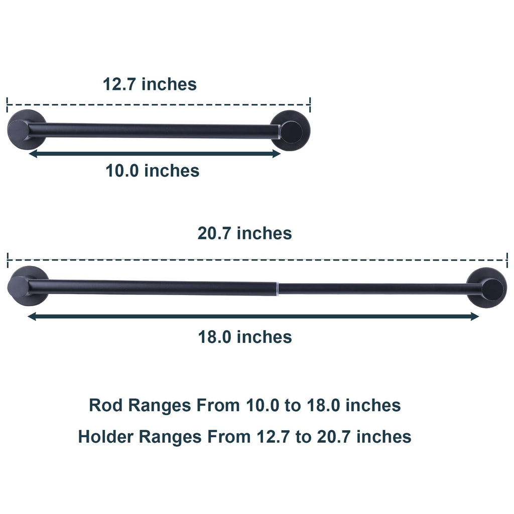 10-18 inches Adjustable Magnetic Towel Bar for Refrigerator, Magnetic Rod for Classroom Whiteboard, Magnet Towel Holder Towel Hook Hanger for Kitchen Dishwasher, Laundry Washer, Black, Pack of 1
