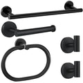 Bathroom Accessories Set,5PCS Black Bathroom Accessories Rustproof,Anti-Drop Design Toilet Paper Roll Holder,16-Inch Towel Bar,Unique Oval Hand Towel Holder,2 Towel Hooks for Bedroom,Kitchen,Entrance