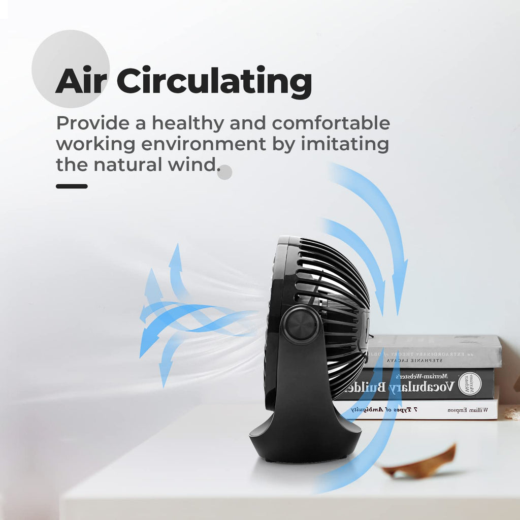 OCOOPA Small USB Desk Fan Table Fan 5'' with Strong Airflow & Quiet Operation, Portable Cooling Mini Fan 3 Speed, 360°Rotatable Head for Home Office Bedroom Desktop
