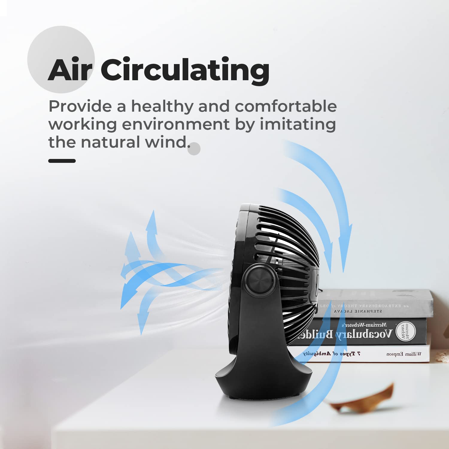 OCOOPA Small USB Desk Fan Table Fan 5'' with Strong Airflow & Quiet Operation, Portable Cooling Mini Fan 3 Speed, 360°Rotatable Head for Home Office Bedroom Desktop