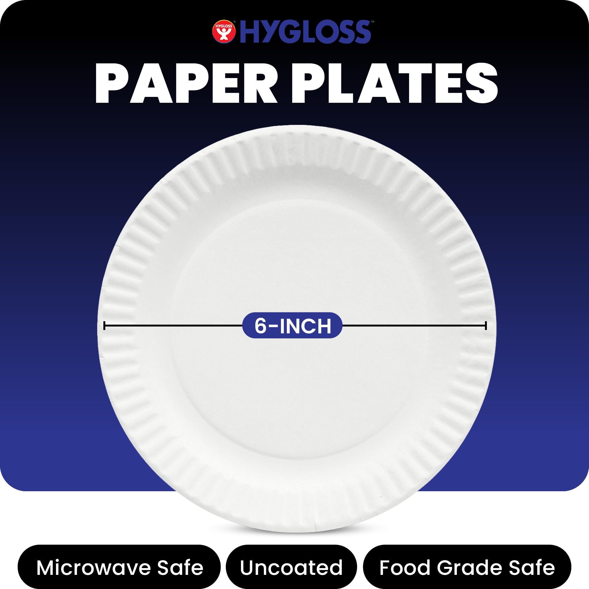 Hygloss Products Paper Plates - Uncoated White Plate - Use for Foodware, Events, Activities, Crafts Projects and More - Environmentally Friendly - Recyclable and Disposable - 6-Inches - 200 Pack