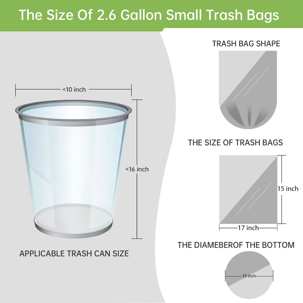 250 Count Compostable Kitchen Bags - 2.6 Gallon Biodegradable Compost Bin Liners for Food Scraps - Organic, Small White Compost Bags for Easy Waste Disposa