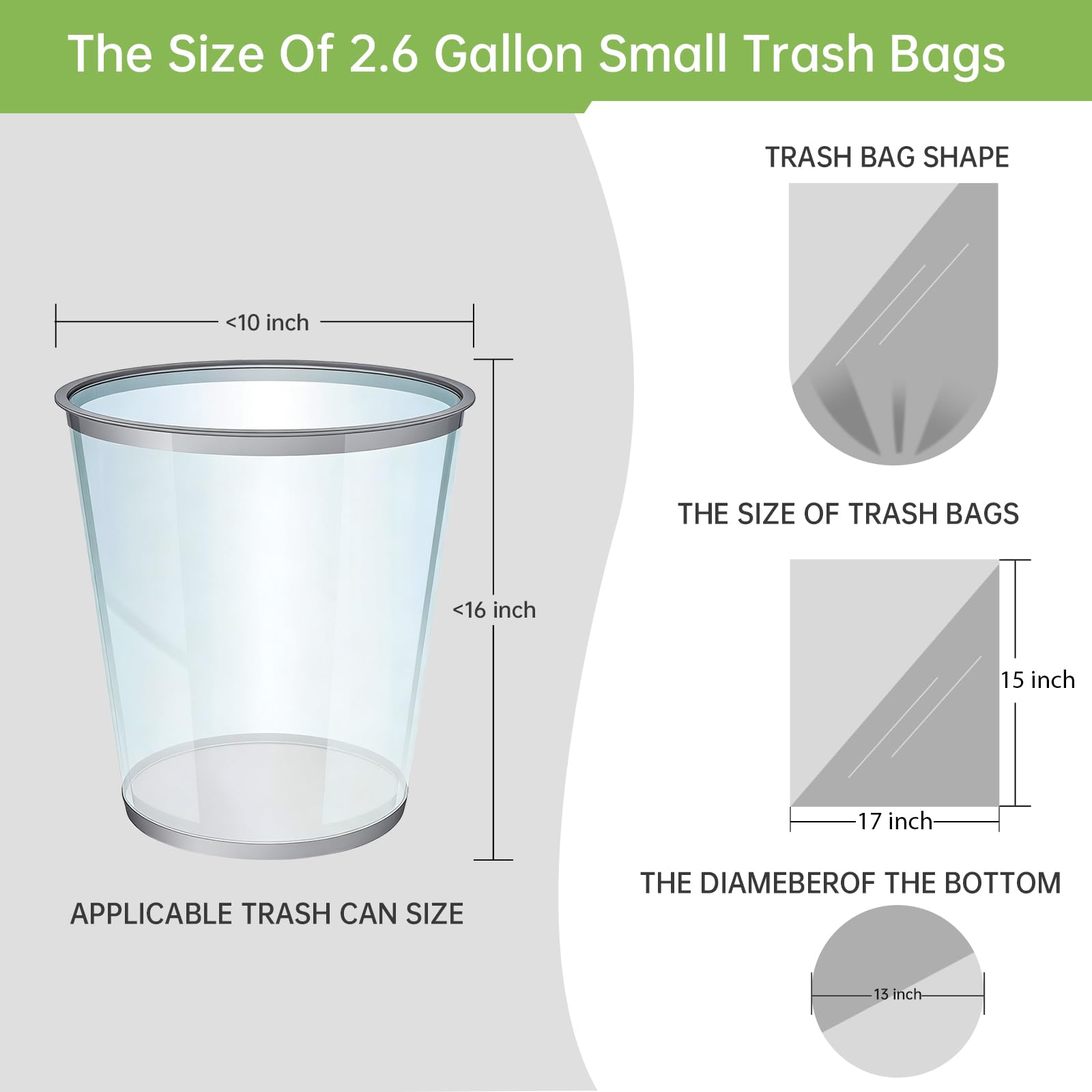 250 Count Compostable Kitchen Bags - 2.6 Gallon Biodegradable Compost Bin Liners for Food Scraps - Organic, Small White Compost Bags for Easy Waste Disposa