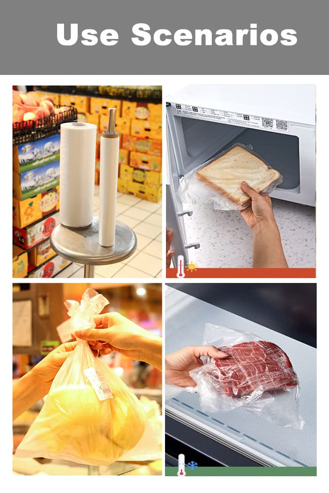 Younber 9.8 X 13.8 Inch Plastic Produce Bags Roll, 1000 Bags of 1 Big Roll for Fruits, Vegetable, Bread, Clear Kitchen Food Storage Bags (Medium)