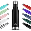Mont-Clair H2O Stainless Steel Water Bottle, Vacuum Insulated - BPA Free, 12h Hot & 24h Cold Drinks Bottle, Metal, 1L Leakproof, Ideal for Adult, Kids, Running - Black