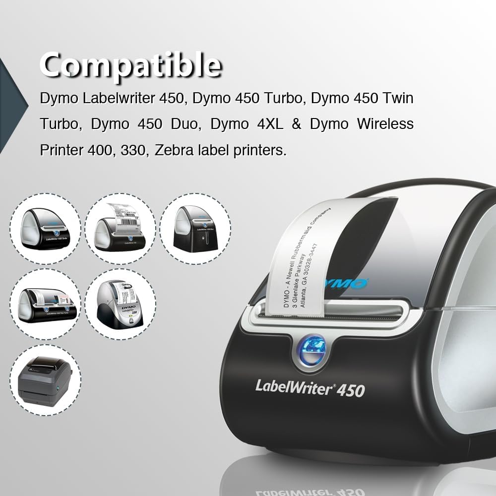 BETCKEY - Compatible DYMO 30333 (1/2" x 1") Extra Small 2-Up Labels - Compatible with DYMO Labelwriter 450, 4XL, NOT FIT 550 & 5XL [16 Rolls/16000 Labels]