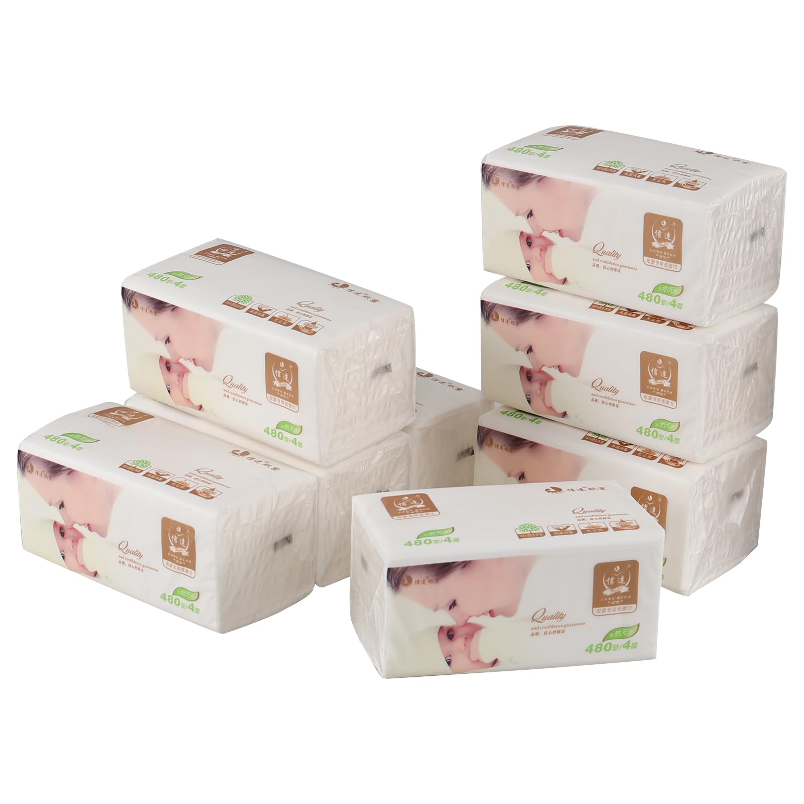 Utiao 8 Packs Soft Facial Tissues, 4-Ply Tissue Packs, 120 Sheets per Pack