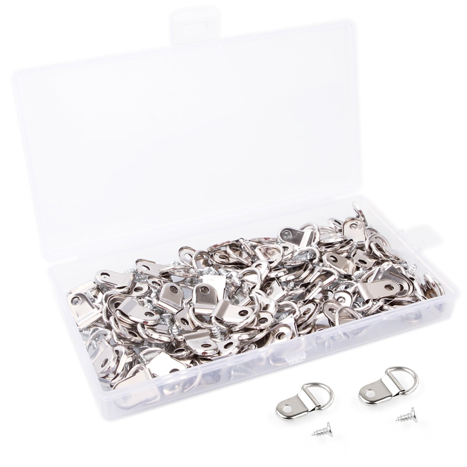 300Pack 1/4 D Ring Hanger, Ready Screw D Ring Picture Hangers Set Heavy Duty for Picture Frames and Mirrors, Used by Framing Professionals1