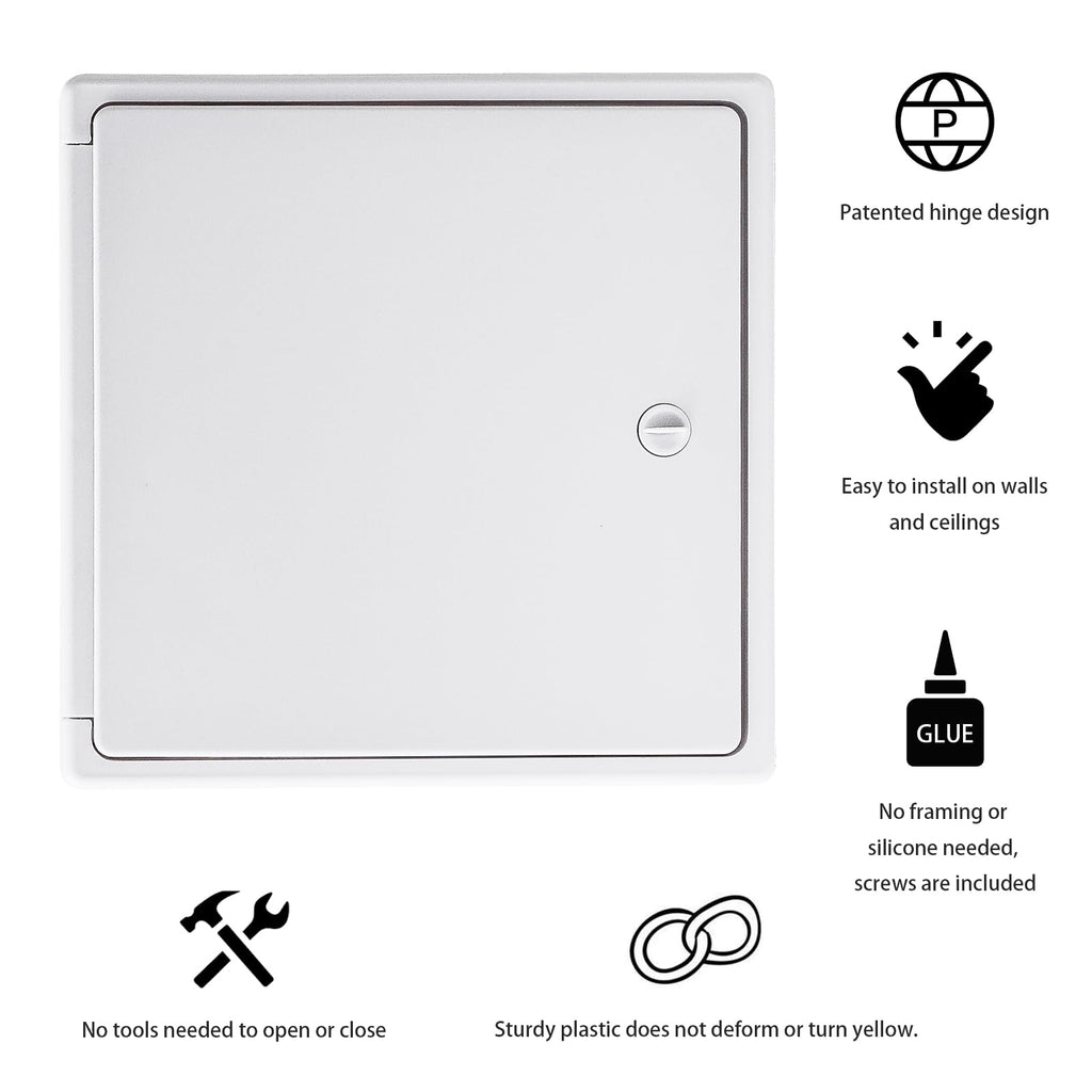 EASY-EXS Access Panel with Door for Drywall Wall Ceiling Electrical and Plumbing Service Hole Cover Plastic White (1, Large 12x12)