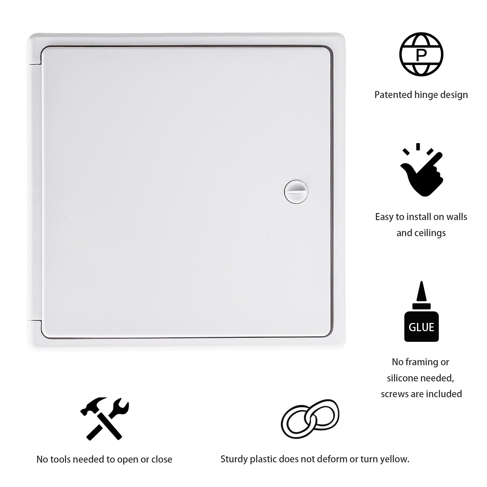 EASY-EXS Access Panel with Door for Drywall Wall Ceiling Electrical and Plumbing Service Hole Cover Plastic White (1, Large 12x12)