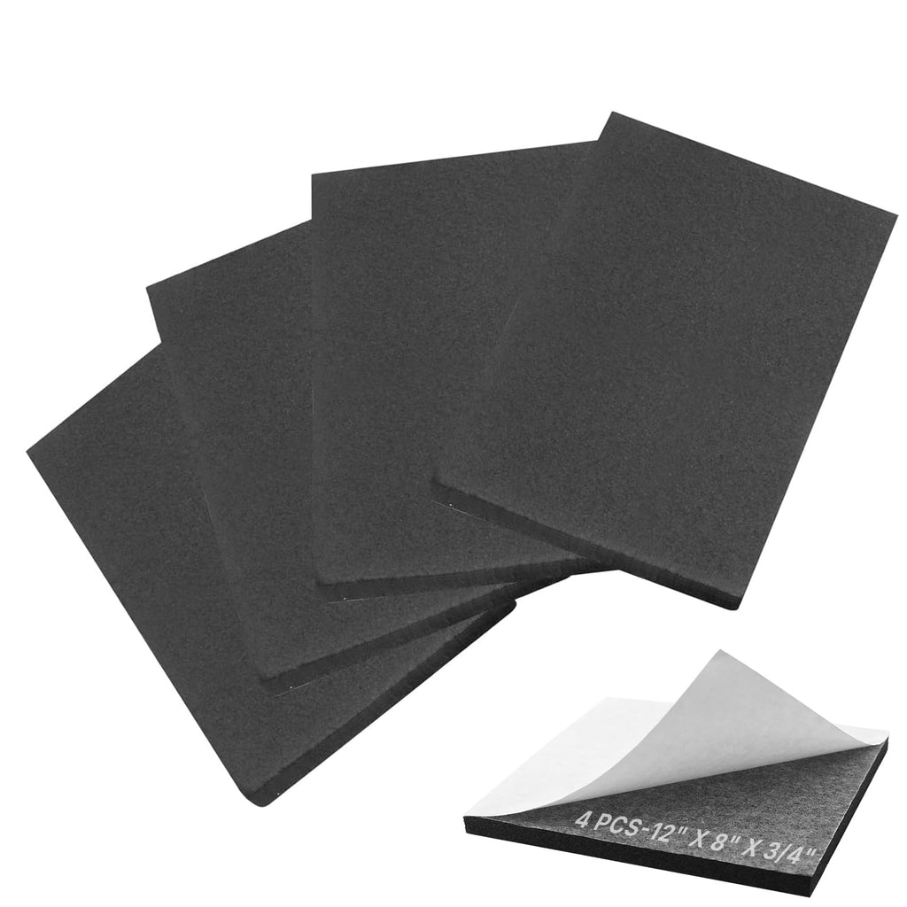 Storystore Foam Sheets Self Adhesive Closed Cell Neoprene Rubber Sheets Insulation Anti Vibration Foam Rubber Pads with Adhesive, Black (12" x 8" x 3/4", 4 Pack)