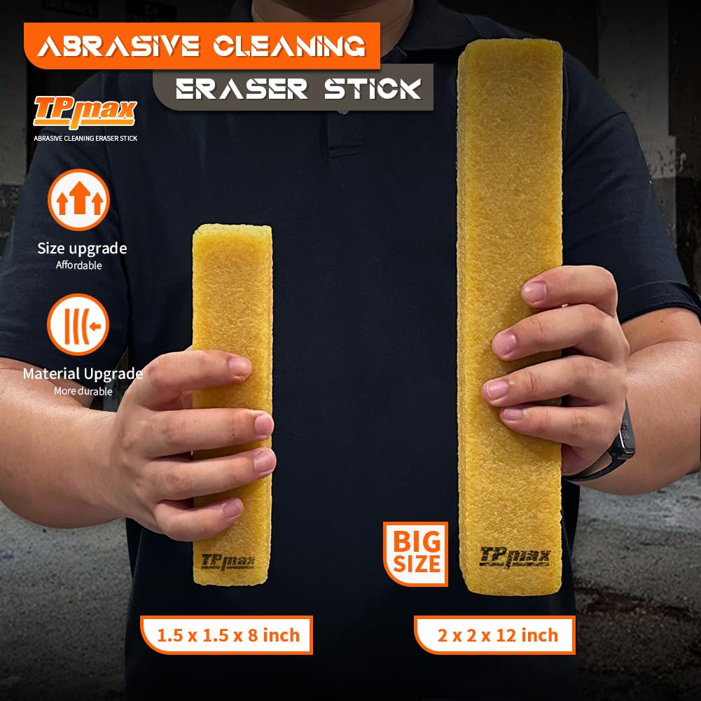 1-1/2" x 1-1/2" x 8" Inch Abrasive Cleaning Eraser Stick - 2 Packs for Cleaning Abrasive Sanding Belts & Sanding Discs Sandpaper Rough Tape, Skateboard and Shoes Natural Rubber Build