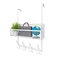 Kaiferty Over The Door Hooks Organizer, Door Hanger Towel Rack Mesh Basket with 12 Hooks,Over The Door Storage Coat Hooks Behind Door Organizer for Bathroom,Bedroom,Kitchen,Office (White, 2-Tier)
