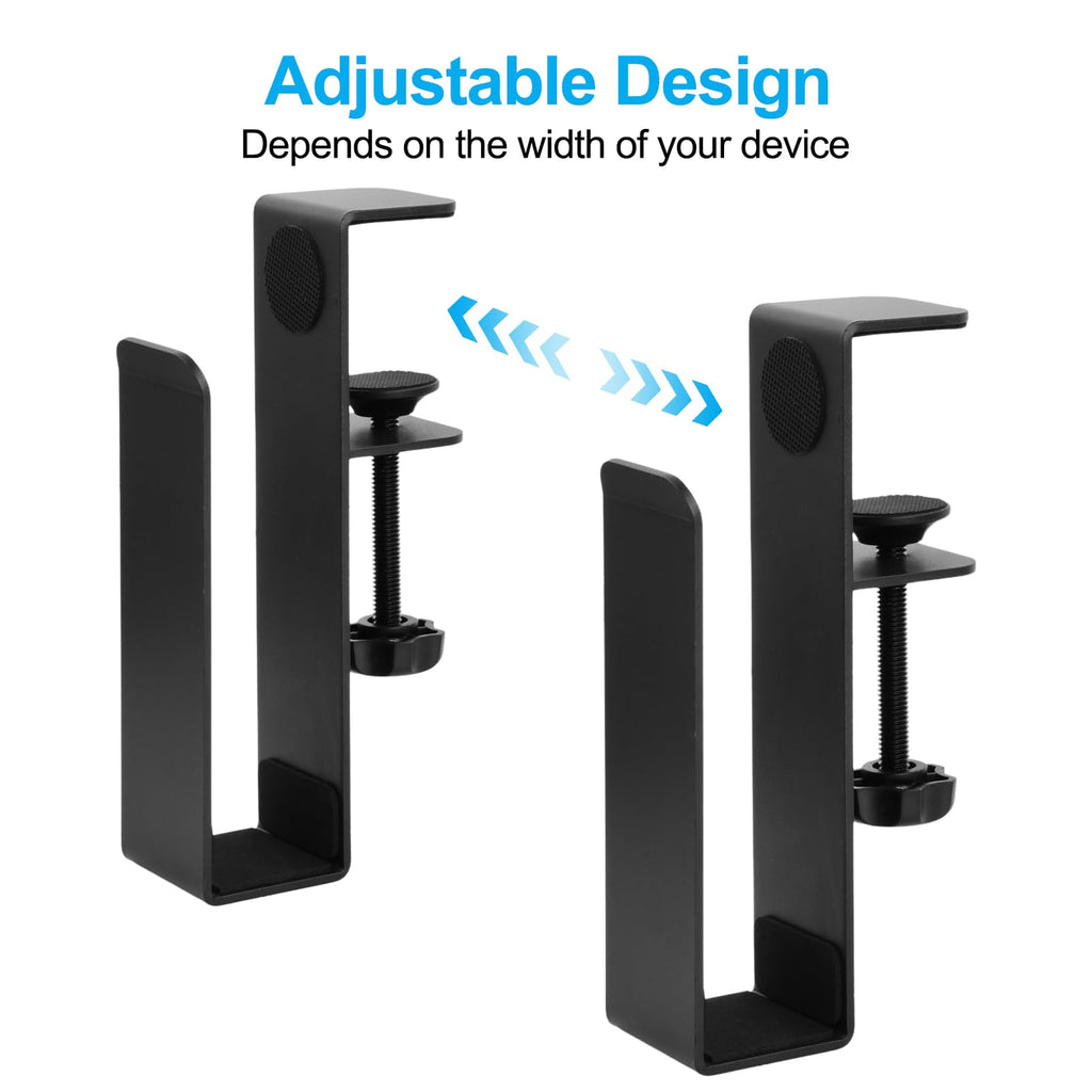 Hoxfly Desk Side Laptop Mount, Adjustable Metal Desk Side Holder, Hanging No Drill Laptops Stand for Book Document Cable