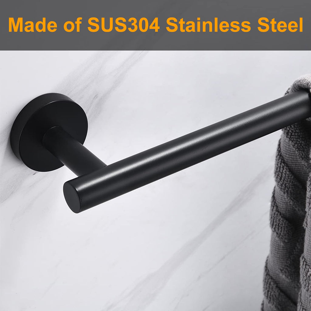 Nolimas Matte Black Bath Hand Towel Bar Single Bars Towel Rack Rod Classic Wall Mounted Stainless Steel Bathroom Towel Bar Toilet Kitchen Towel Shelf Single Layer,12inch