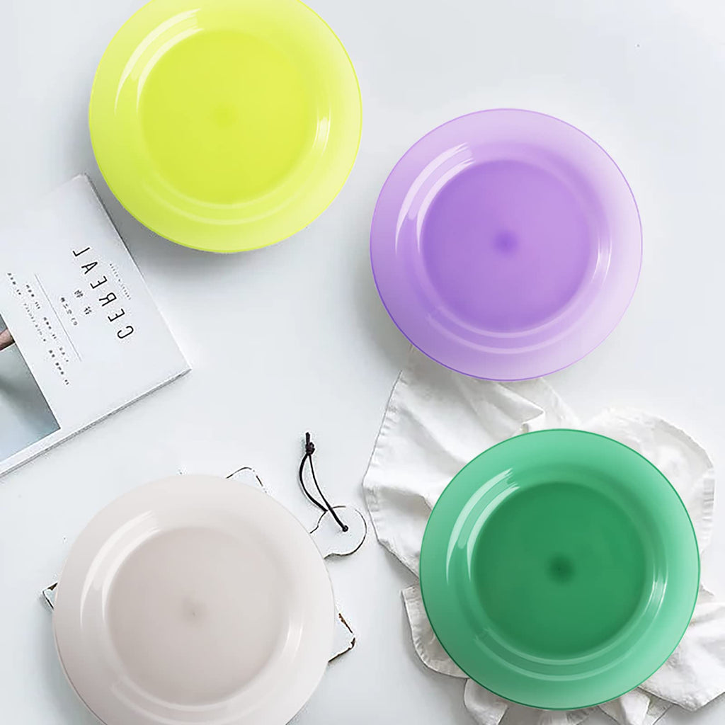 Cedilis 30 Pack Reusable Plastic Plates, 10 Inch Unbreakable Lightweight Dinner Plates, 6 Mixed Colours Round Plate for Parties, Picnics, BBQ, Weddings and Daily Use, Dishwasher Safe