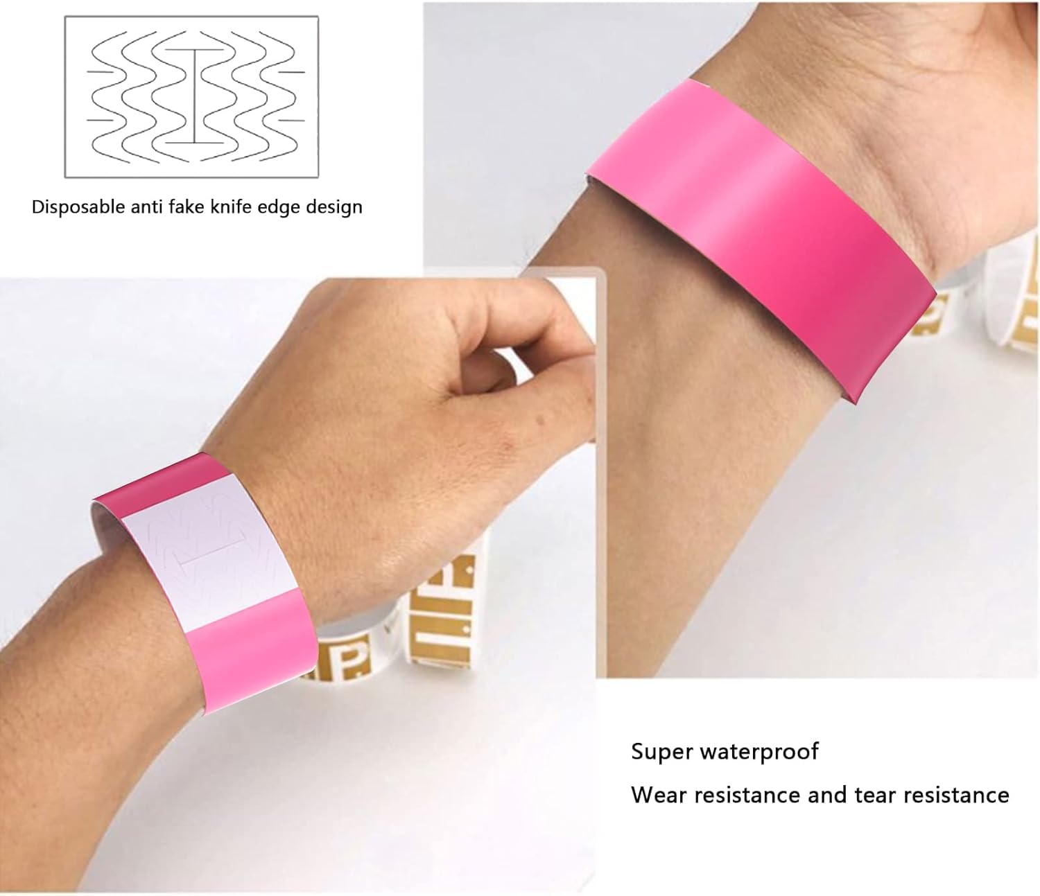 BetterJonny 1000PCS Waterproof Paper Wristbands for Events, Colorful Bracelets for Party Identification, Music Festival Concert