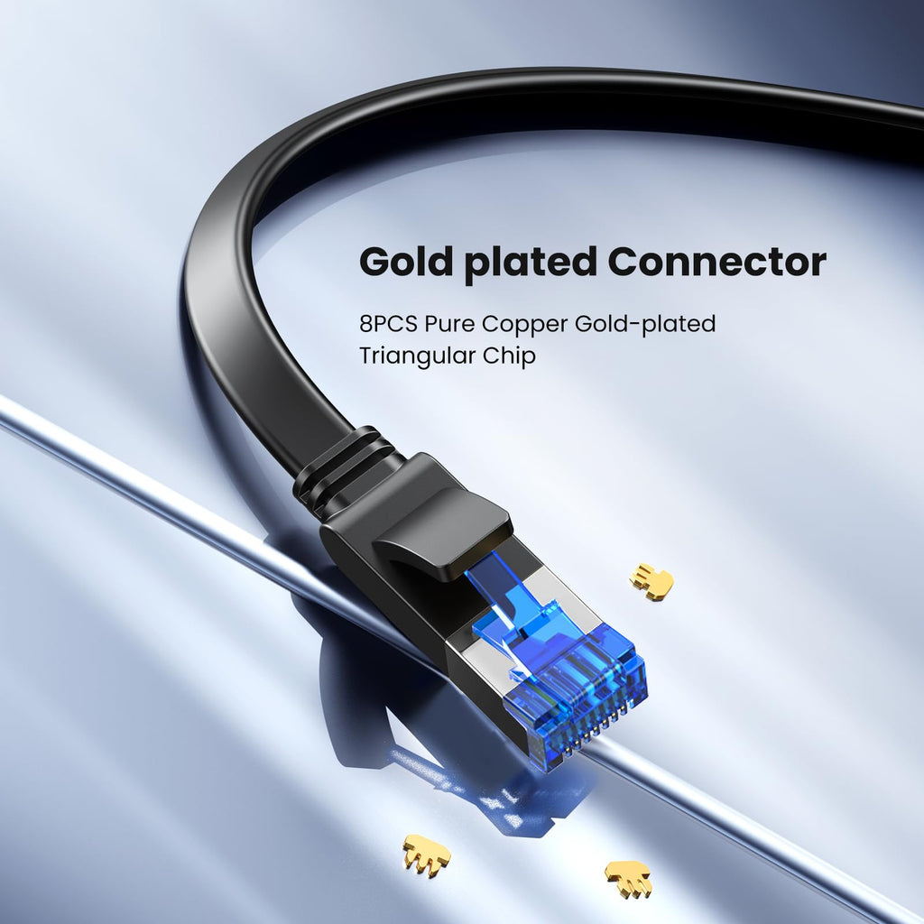 UGREEN Cat 8 Ethernet Cable 25ft Flat 40Gbps 2000MHz Network Cord Shielded Cat8 RJ45 LAN Cable Internet Cable Compatible with PS5 PS4 Xbox One Router Modem NAS, 25FT