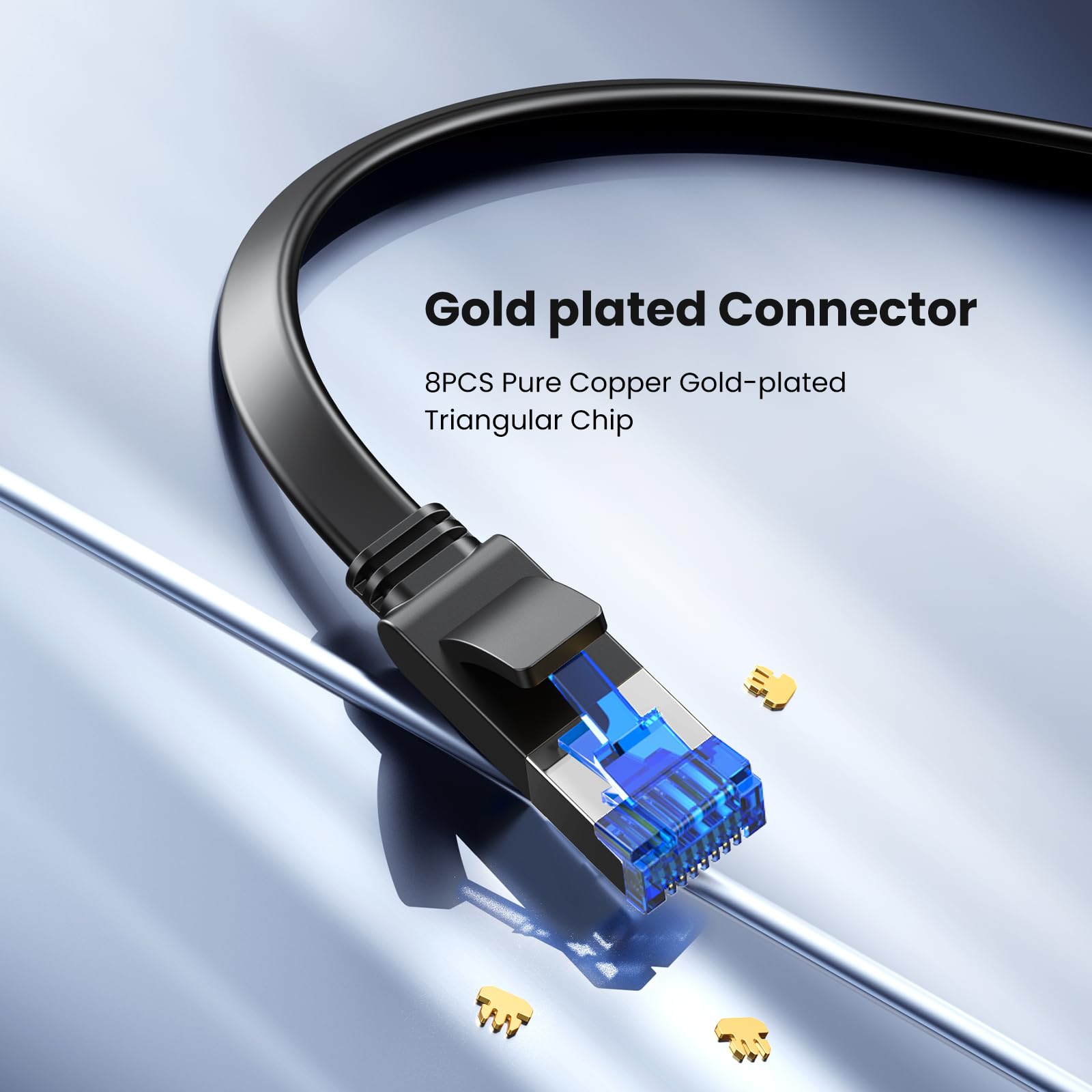 UGREEN Cat 8 Ethernet Cable 25ft Flat 40Gbps 2000MHz Network Cord Shielded Cat8 RJ45 LAN Cable Internet Cable Compatible with PS5 PS4 Xbox One Router Modem NAS, 25FT