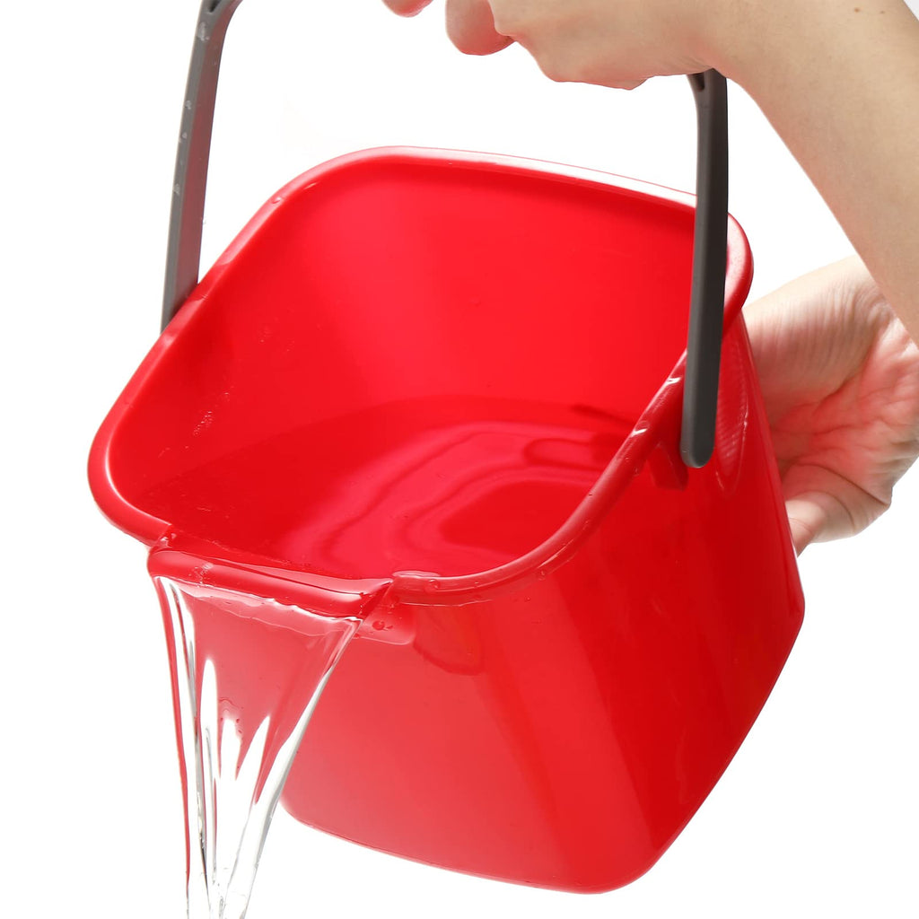 Peohud 4 Pack Sanitizing Buckets, 3 Quart Small Cleaning Pail, Square Cleaning Bucket Detergent Bucket with Spout and Handle for Home, Offices, School, Commercial Use
