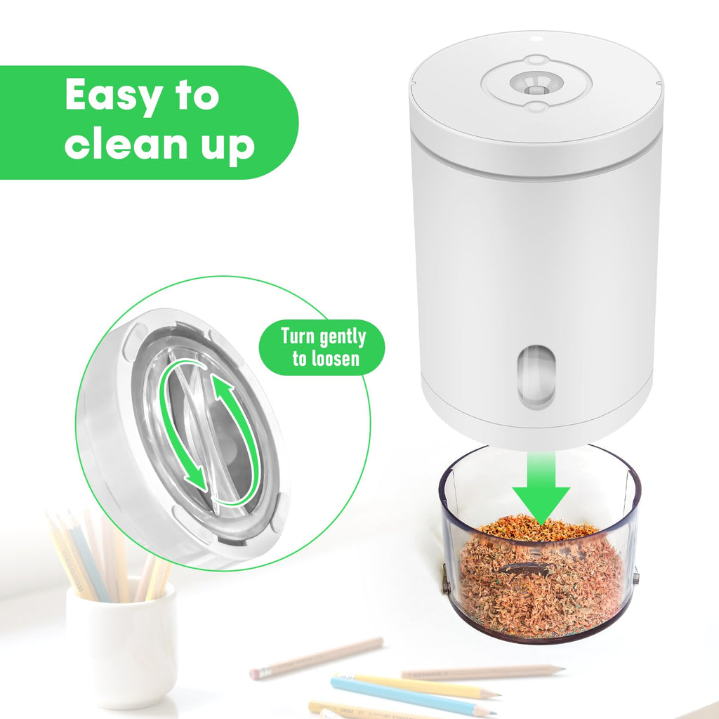 Fully Automatic Electric Pencil Sharpener,Rechargeable Smart Pencil Sharpener.Suitable for No. 2/Colored Pencils (6-8 mm),Applicable to School/Classroom/Office/Home