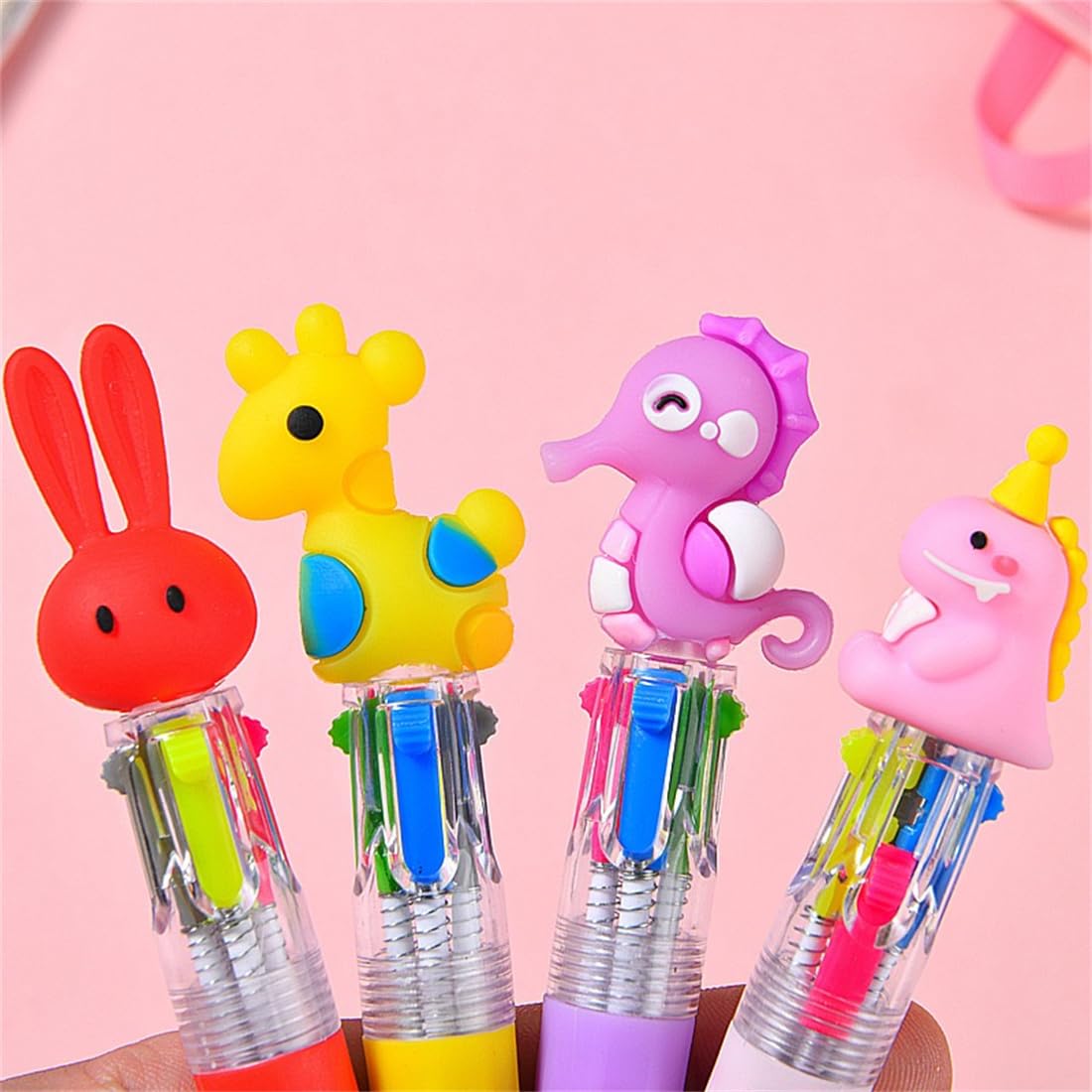Arthink 4-in-1 Multicolor Ballpoint Pens | 60 Pack Bulk with Assorted Animal Designs, for School, Office & Home Writing Supplies