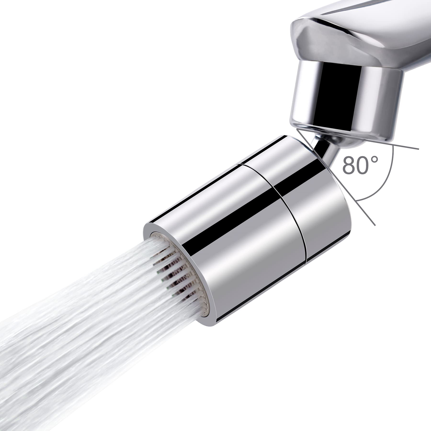Hibbent NSF/ANSI/CAN 61 Certified Faucet Aerator, CUPC Certification 360 Degree Kitchen Sink Faucet Aerator, Dual-Function Swivel Big Angle Kitchen Faucet Attachment, Faucet Replacement Part, Chrome
