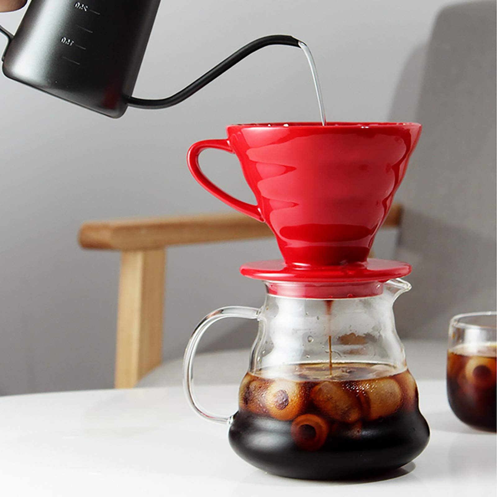 Cedilis Clear Glass Coffee Server, 20oz (600ml) Borosilicate Glass Range Coffee Carafe, Heat Resistant Coffee Pot for Brewing Coffee, Tea