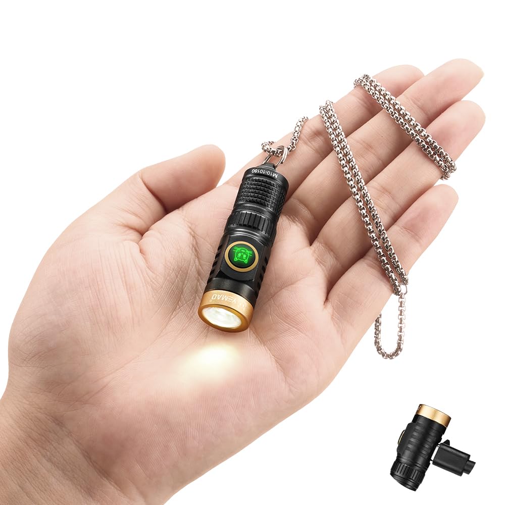 Yemao Rechargeable Keychain Flashlight with Chain,600 High Lumens EDC Pocket Flashlights, Mini Flashlight with 6 Modes for Home Daily Use,Outdoor Emergency,Perfect Pocket Gift for Friends and Family
