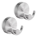 TAILI 304 Stainless Steel Bathroom Suction Hooks for Towel, Bathrobe, Loofah, Patented Strong Suction Cup Holder, No Damage Hanging Glass Shower Wall Hook, Double-Hook Sleek Design, 2 Pack
