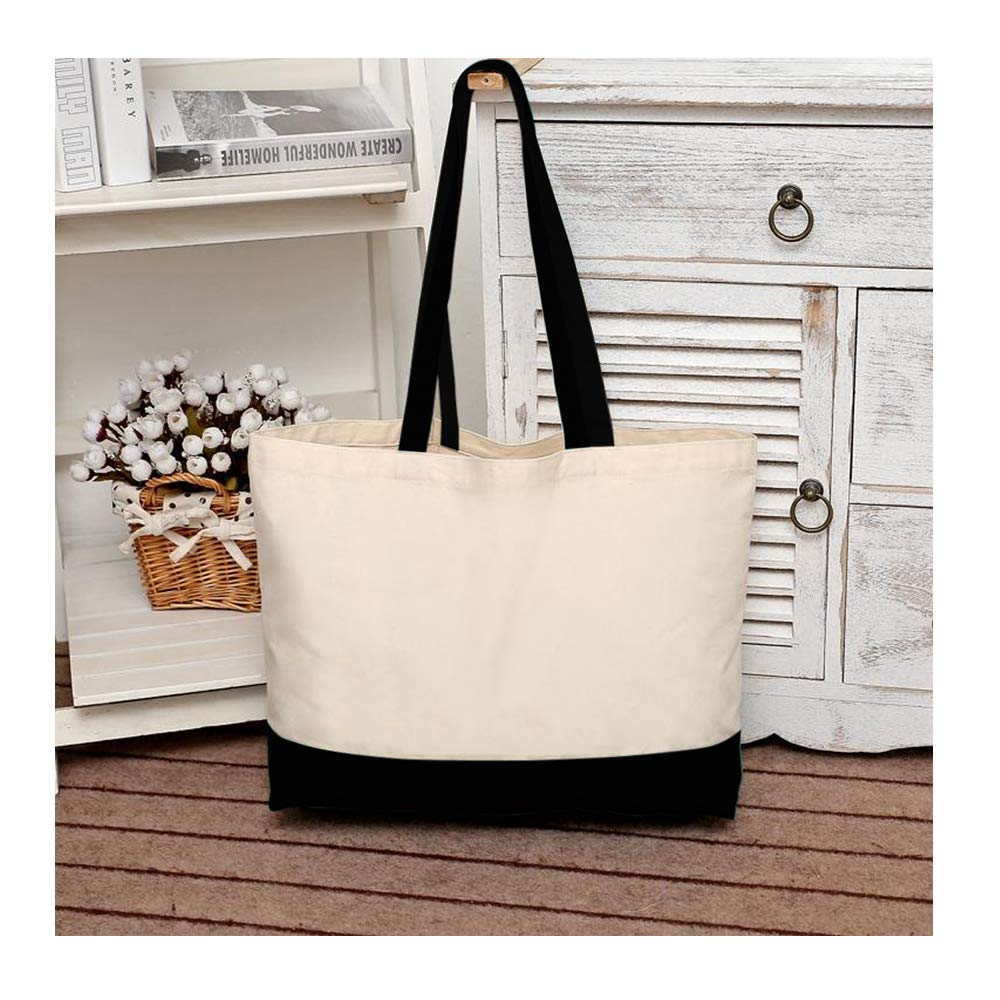 8 Pcs 18.5"x15" (47x38CM) Canvas Tote Bags Large Tote Shopping Bags with Handle Multipurpose Fashionable DIY Large Reusable Grocery Bag Gift Bag and Wedding Birthday Promotion Giveaways Two Tone