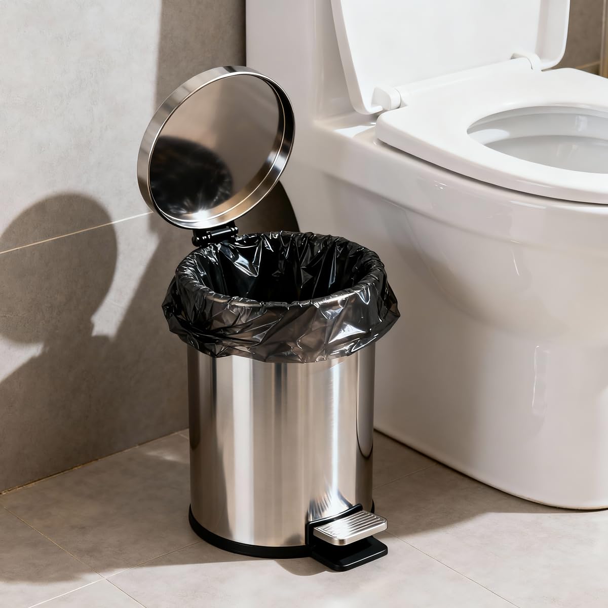 Expspru Small Garbage Bags 3 Gallon Trash Bags 10L Bin Liners for Bathroom, Office, Bedroom, Kitchen, 120 Count,Black