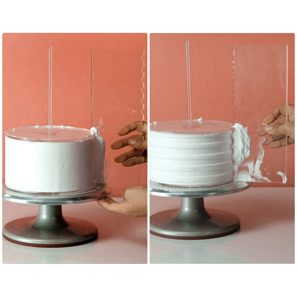 Coloch 11 Pieces 6.25/8.25/10.25 Inch Acrylic Cake Discs Set, Clear Cake Decorating Supplies with 6 Acrylic Discs, 2 Icing Scraper and 3 Center Dowel for 3 Tier Cake Making, Serving Bake Goods