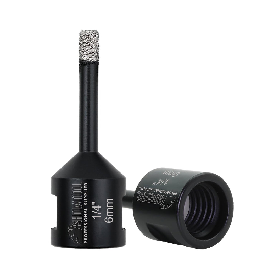 SHDIATOOL Diamond Drill Bits 2PCS 1/4 Inch for Porcelain Ceramic Tile Marble Brick Vacuum Brazed Hole Saw 6mm