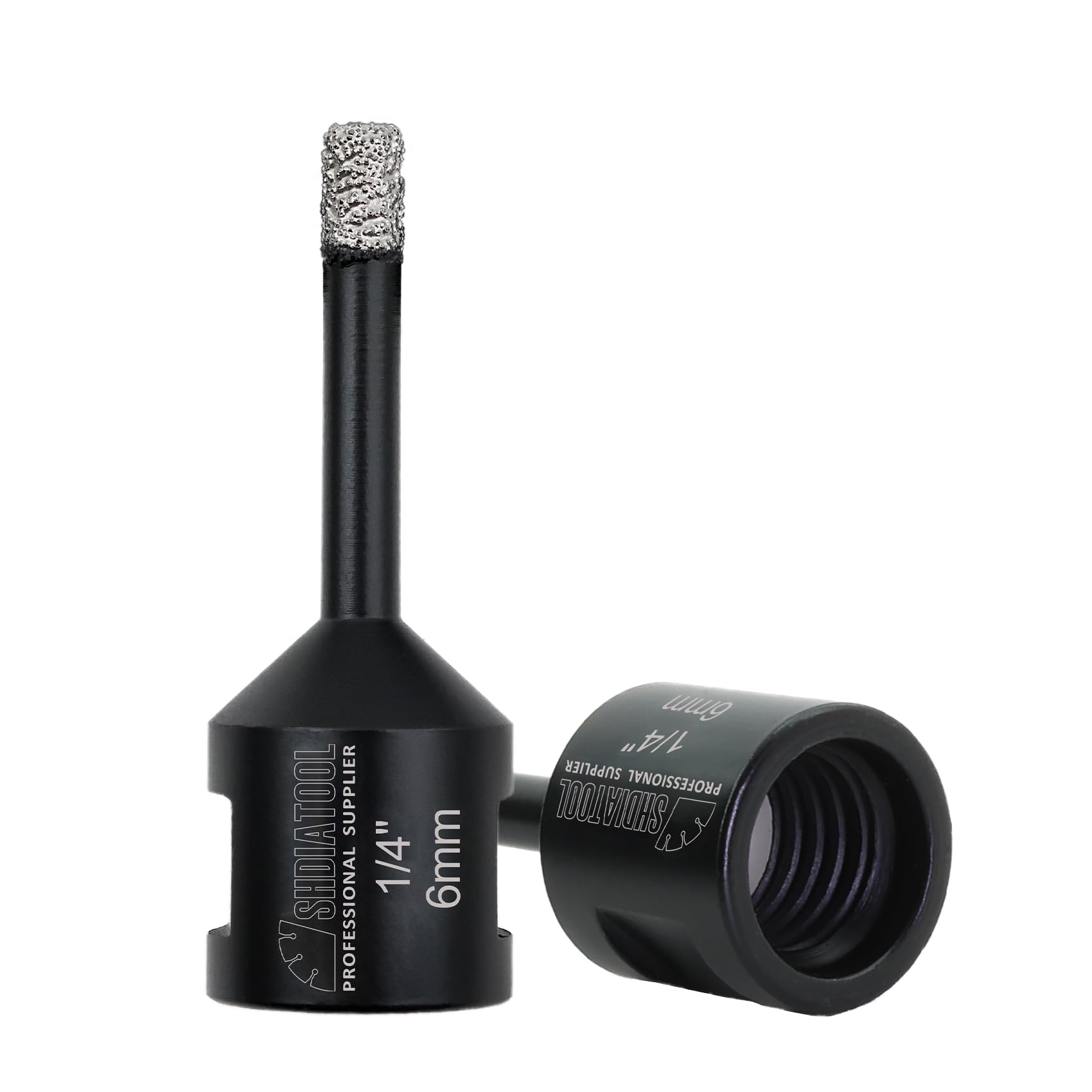 SHDIATOOL Diamond Drill Bits 2PCS 1/4 Inch for Porcelain Ceramic Tile Marble Brick Vacuum Brazed Hole Saw 6mm