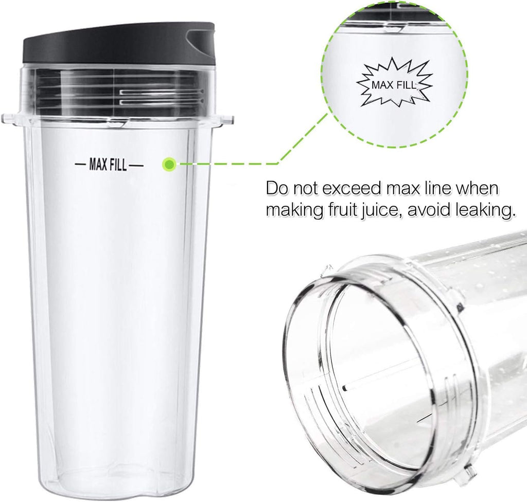 2 Pack 16 oz Blender Cups with Leakproof Sip Lids Compatible with Nutri Ninja, Replacement Single Serve Cups for BL660 BL663 BL740 BL770 BL780 BL810 BL771