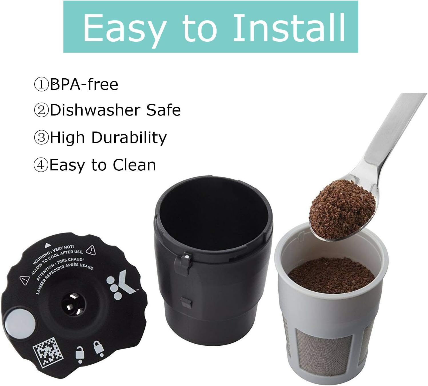 Ketofa My K Cup Reusable Coffee Filter,Compatible with Keurig 2.0 K200,K250, K300, K350, K360, K400, K450, K460, K475, K500, K550, K560, K575,K750,Refillable Coffee Pod for Keurig Brewers (Pack of 3)