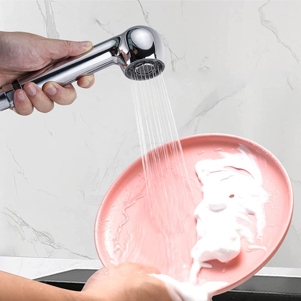 Hibbent Pull Out Sink Sprayer Head Replacement, 2 Function Kitchen Sink Faucet Sprayer Head, Spray Head Faucet Head Kitchen Tap Sprayer Spout, Chrome