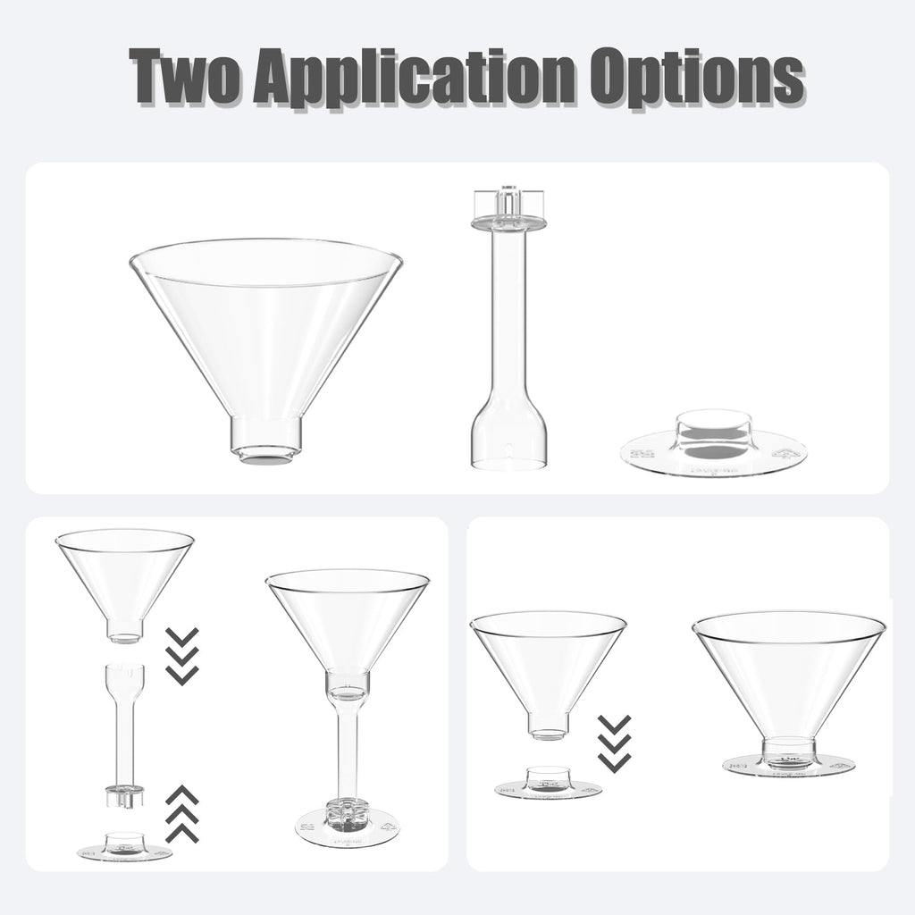 WUWEOT 60 Pack Plastic Martini Glasses, 5 Oz Unbreakable Tall Cocktail Glasses, Reusable Appetizer Dessert Cups Drinkware for Home Bar Restaurant Party Supply