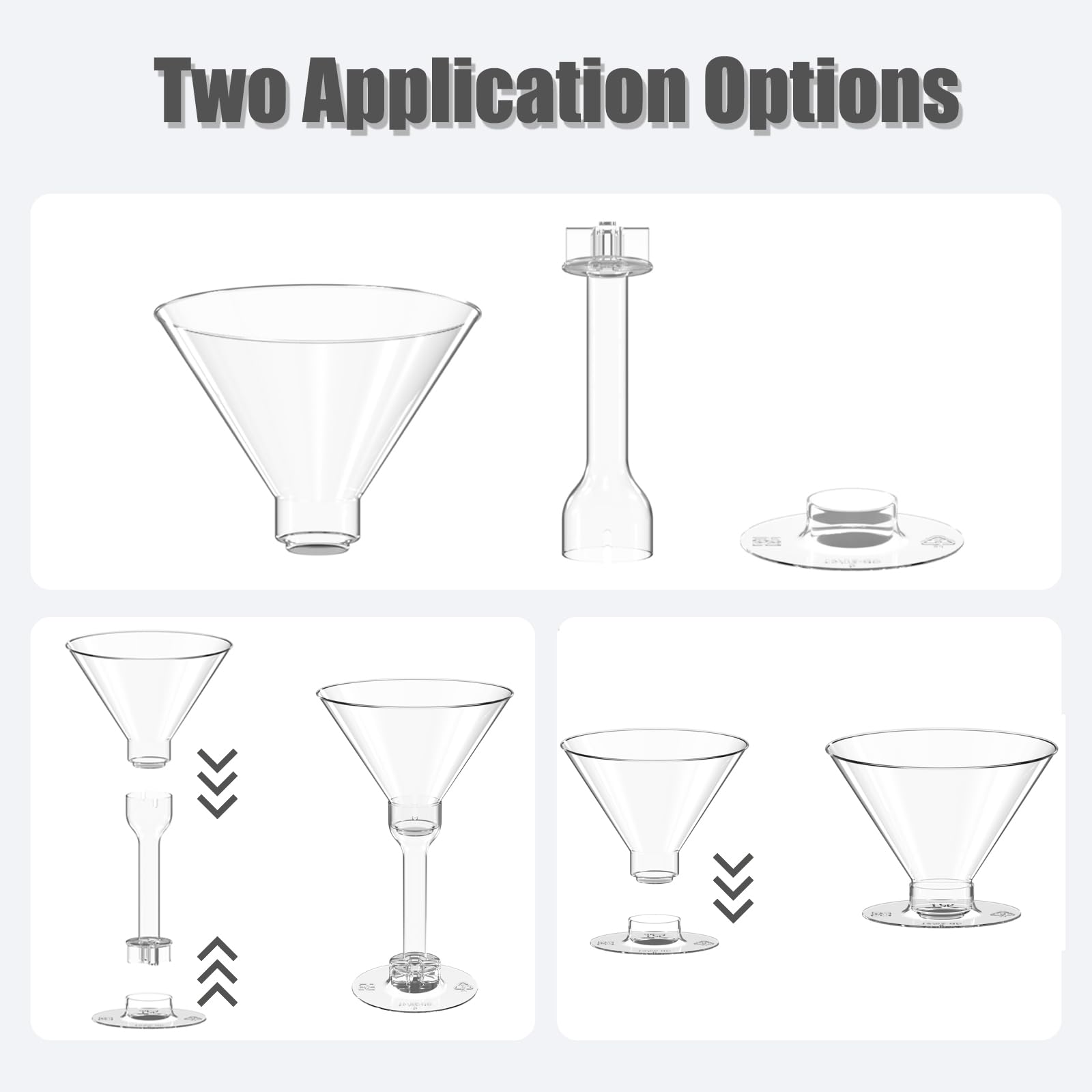 WUWEOT 60 Pack Plastic Martini Glasses, 5 Oz Unbreakable Tall Cocktail Glasses, Reusable Appetizer Dessert Cups Drinkware for Home Bar Restaurant Party Supply