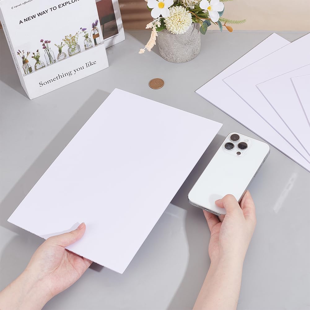 BENECREAT 5 Sheets 3mm White Foam Boards 11.8x7.8 Rectangle Foam PVC Sheet Poster Board Mount Board for Mounting, Crafts, Modelling, Art, Display, School Projects
