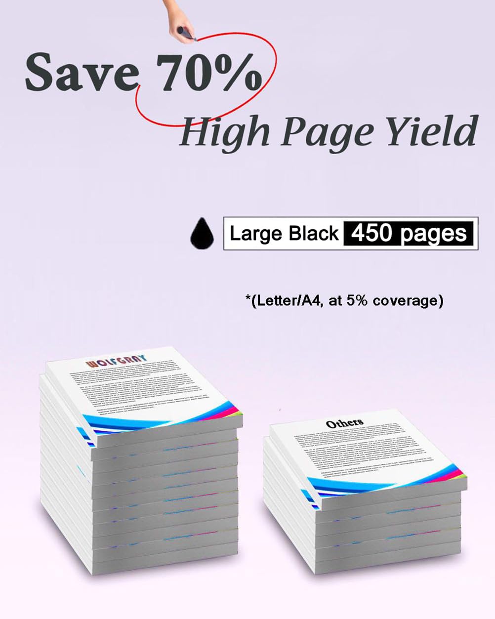 Wolfgray 8PK LC61BK Ink Cartridges Replacement for Brother LC-61 LC65 LC-61BK to use with MFC-290C MFC-295CN MFC-J410W MFC-J415W (8 Black)