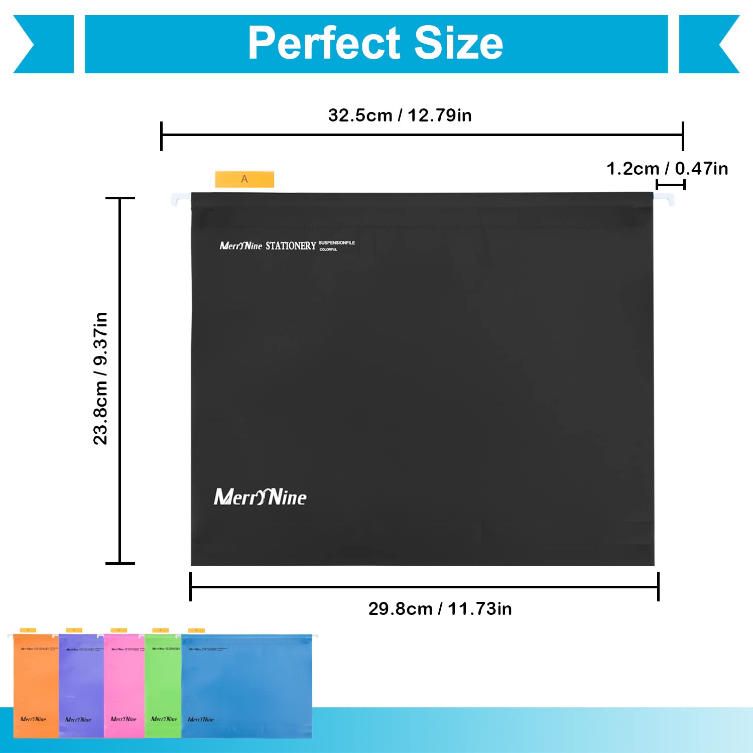 MerryNine 15 Pcs Hanging File Folders Letter Size, Letter Size Bulk File Cabinet Folders with Tabs and Card Insert, PP Suspension Files for School Home Work Office Organization (Murky Black)