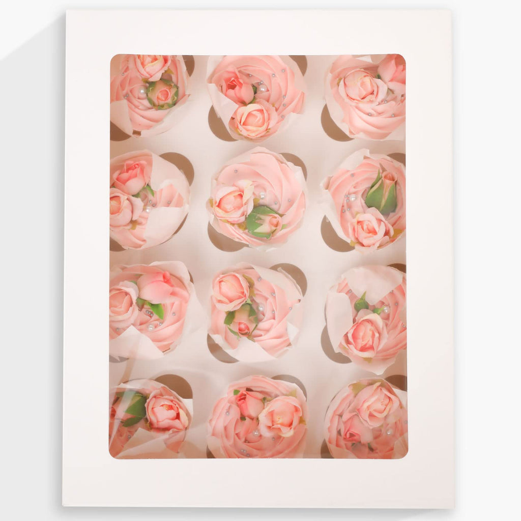 20 Pcs White Cupcake Box Cupcakes Carrier 12 Cupcake Containers, 12 Cupcake Boxes with Window 13x10x3.5inch