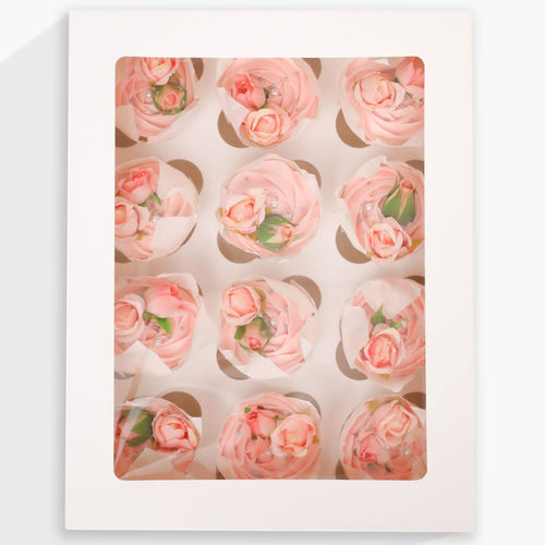 20 Pcs White Cupcake Box Cupcakes Carrier 12 Cupcake Containers, 12 Cupcake Boxes with Window 13x10x3.5inch