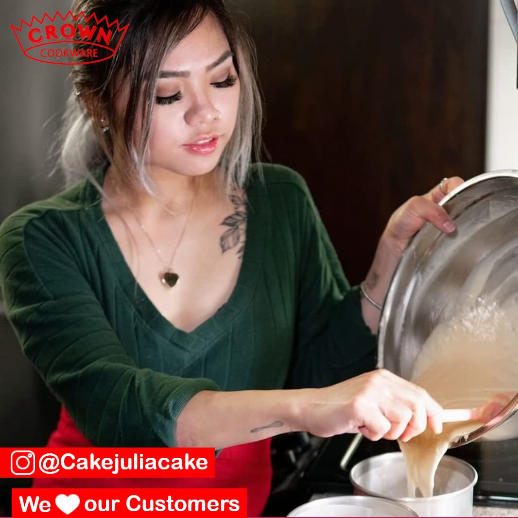 Crown 8 inch Cake Pans, 2" Deep, Set of 2, Heavy Duty, Even-Heating, Pure Aluminum, 20 cm Cake Pan